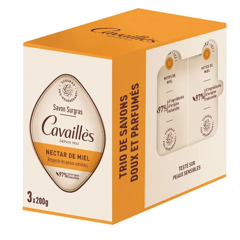 Cavaillès Savon Surgras Nectar de Miel 3 x 200 gr
