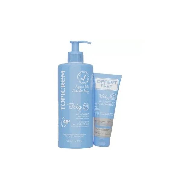 Topicrem Bébé Duo Lait Hydratant Protecteur 500 ml + Gel Lavant Doux 75 ml