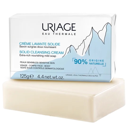 Uriage Crème Lavante Solide Savon Moussant Soins Peaux Sensibles 125g