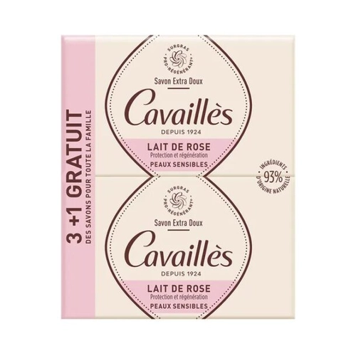 Cavaillès Savon Surgras Extra Doux au Lait de Rose 4x250g